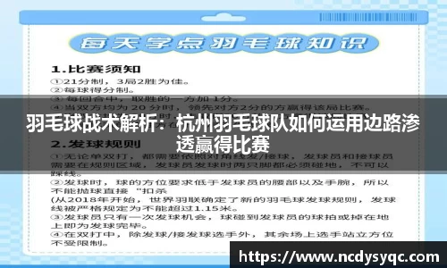 羽毛球战术解析：杭州羽毛球队如何运用边路渗透赢得比赛